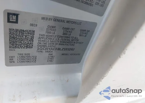 2020 Chevrolet Silverado 1500 4Wd Standard Bed Wt из США, поврежденный, VIN 1GCRYAEF8LZ103282